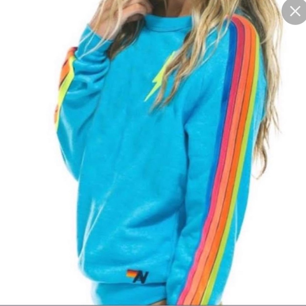Neon Blue Aviator Nation Crewneck